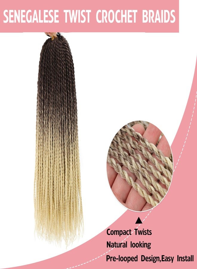 Befunny Ombre Blonde Senegalese Twist Crochet Hair-8 Packs 18 Inch Senegalese Twist Crochet Braids For Black Women,Pre Looped Braids Hair Extension(18in,T4/613#) - Image 4